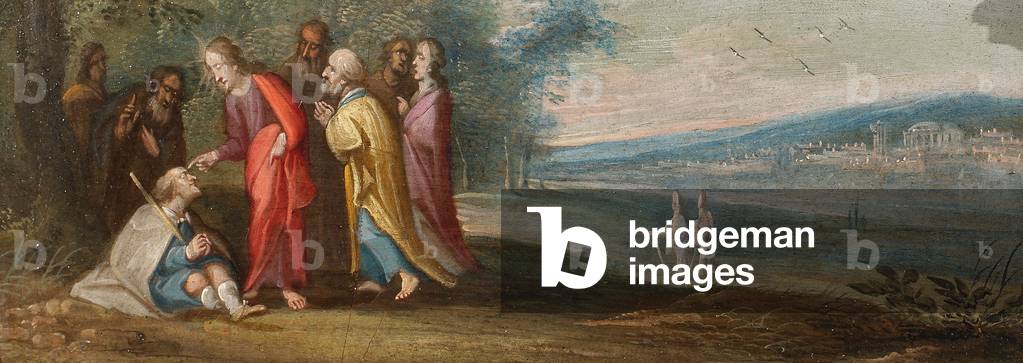 The Chirk Cabinet: Christ healing the Man Blind from Birth
