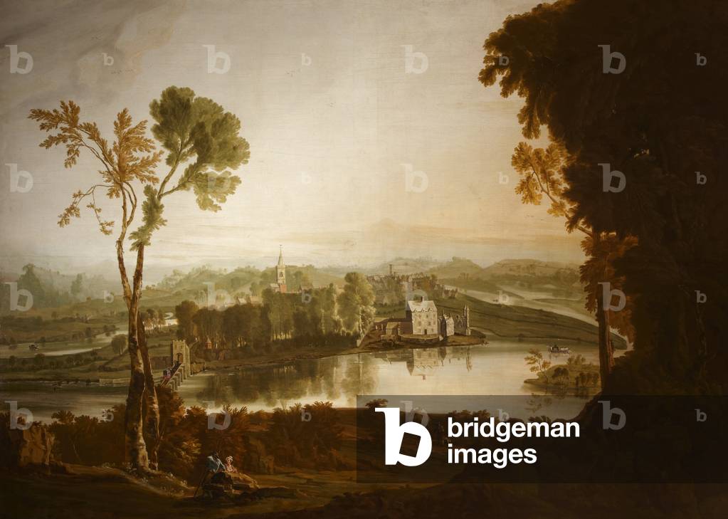 Lough Erne at Enniskillen with Castle Barracks in the middle distance, c.1780-95 (oil on canvas)