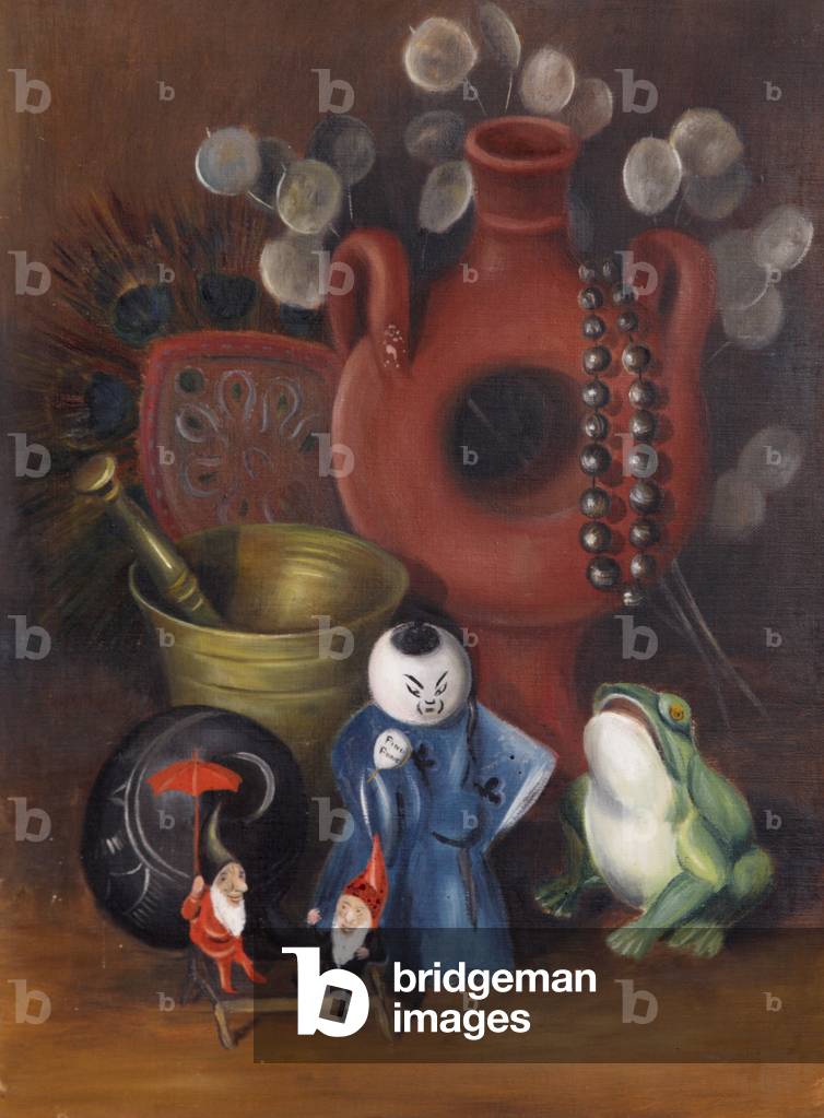 Still Life with Figures and Frog (oil on canvas)