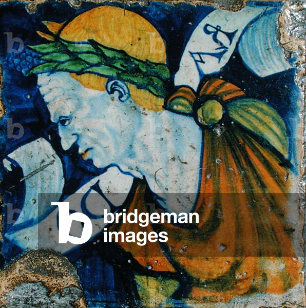 Detail of a man wearing a laurel wreath, in the Chapel (encaustic tile)