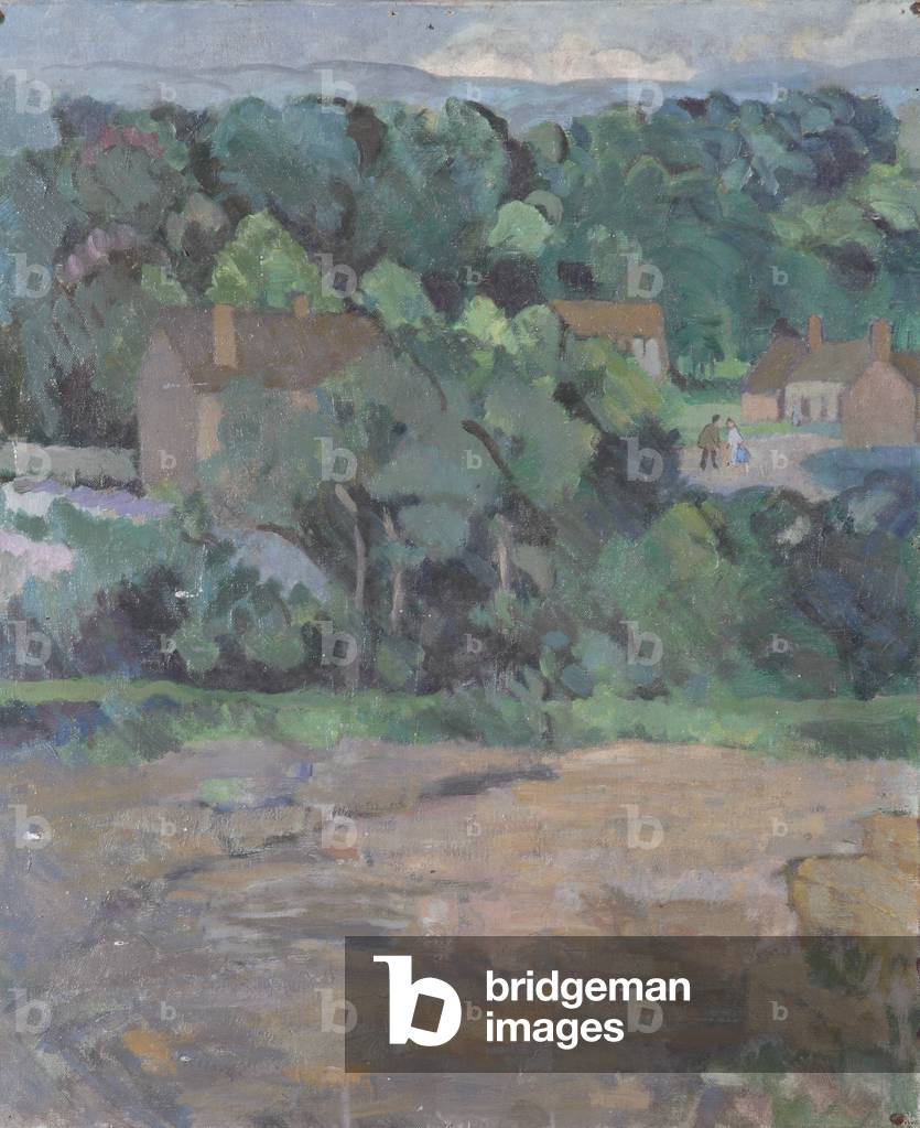 A View of Buildings amongst Trees (oil on canvas)