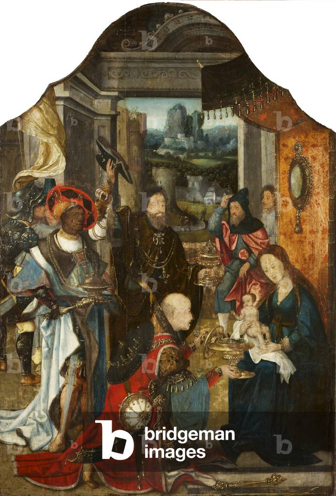 The Adoration of the Magi, central panel of the Dyrham Triptych, c.1530 (oil on panel)