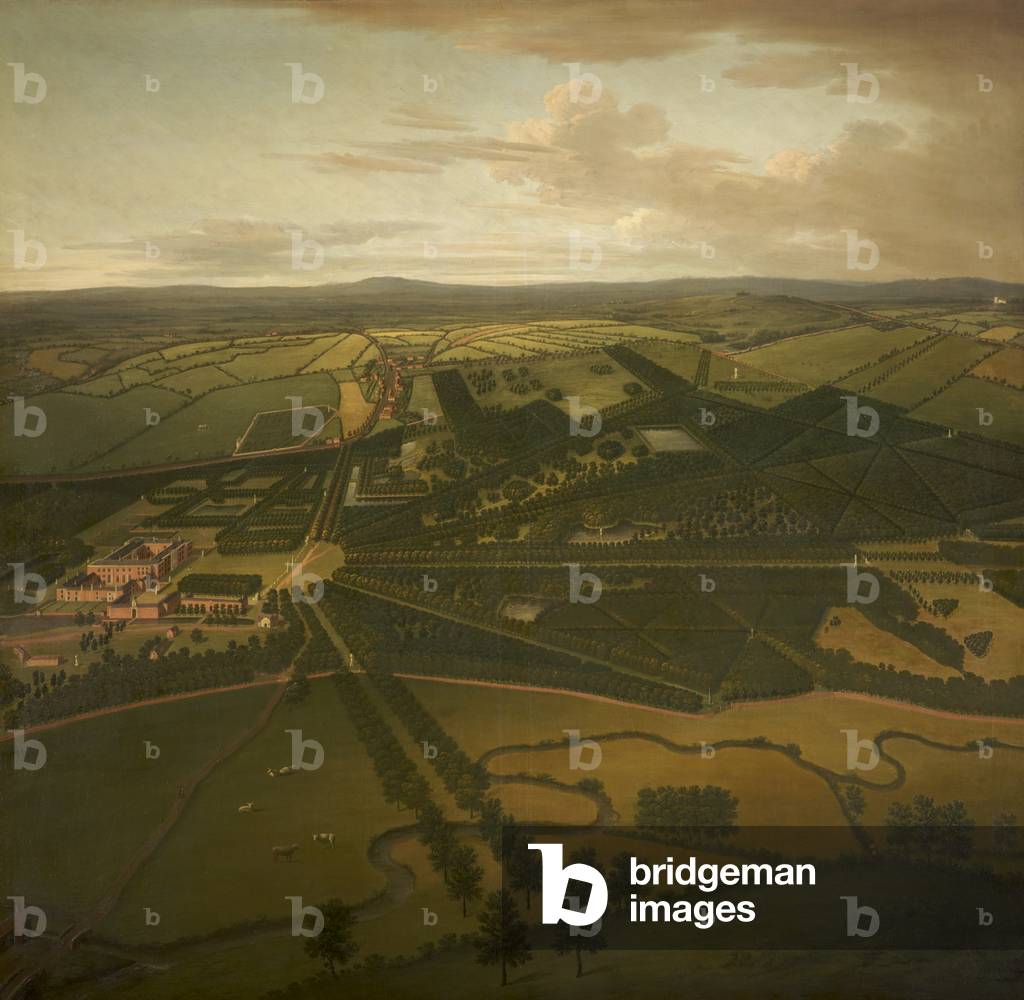 A Bird's-eye View of Dunham Massey from the South-west, 1750 (oil on canvas)