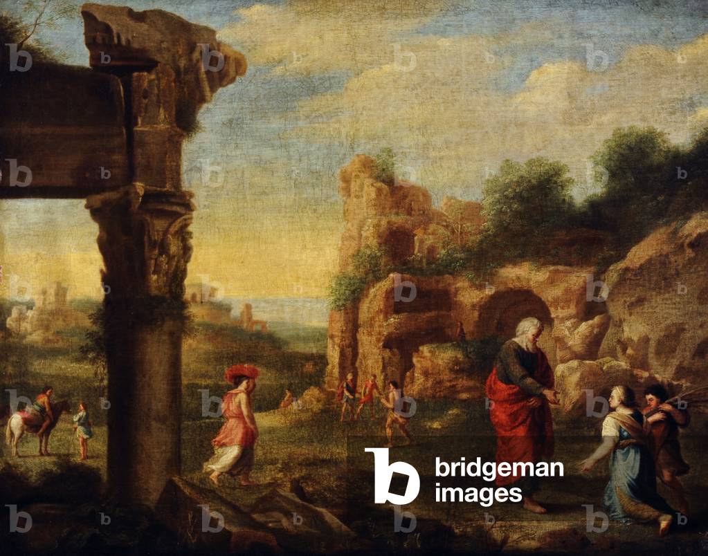 Italianate Landscape with Elijah and the Widow of Sarepta (oil on canvas)
