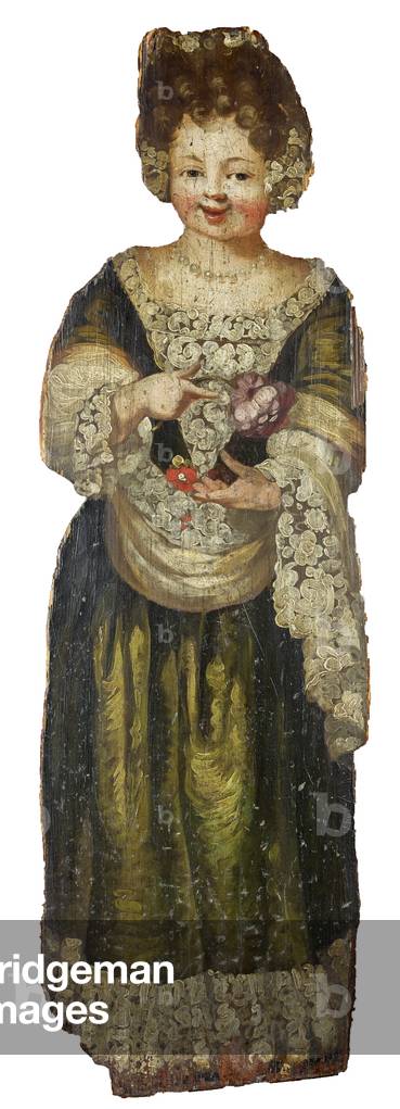 A Dummy Board Figure of a Little Girl carrying a Bunch of Flowers