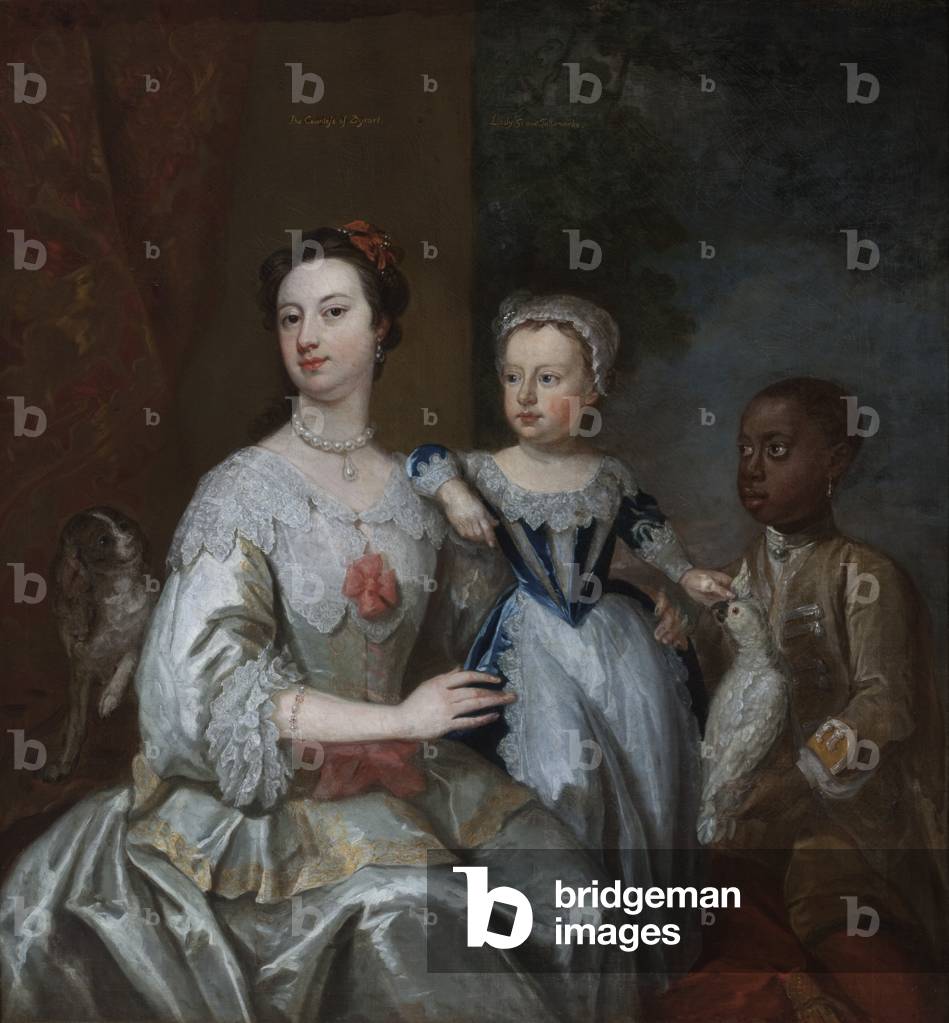 Lady Grace Carteret, Countess of Dysart, with a child, black servant, and a cockatoo, c.1753 (oil on canvas)