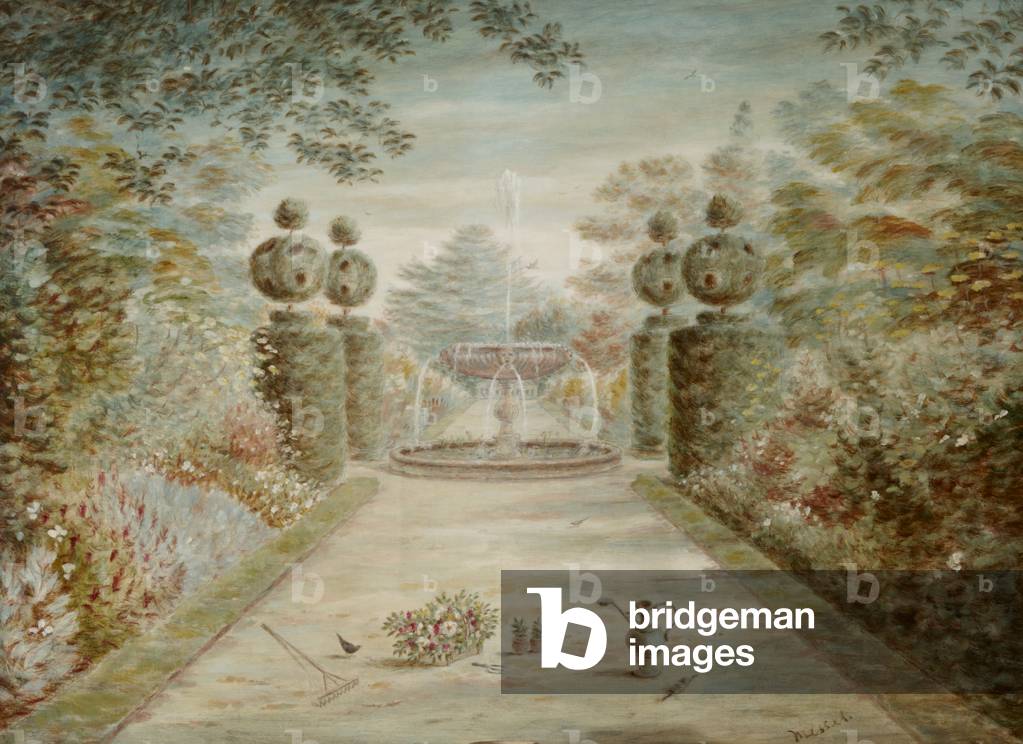 The Herbaceous Border in Summer, Nymans, West Sussex (oil on canvas)