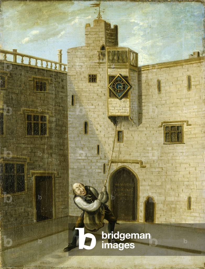 Servant Ringing the Clock Bell (oil on canvas)