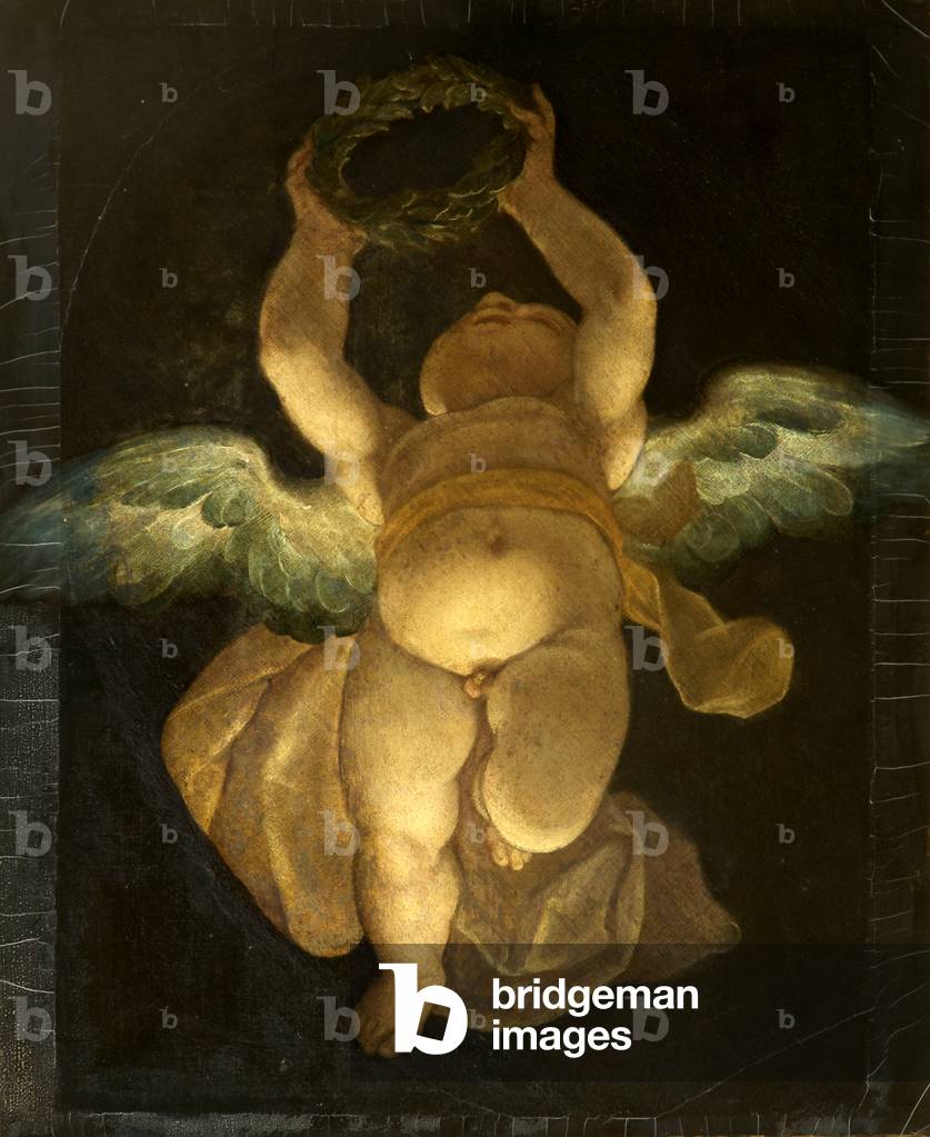 Cupid carrying a Laurel Wreath