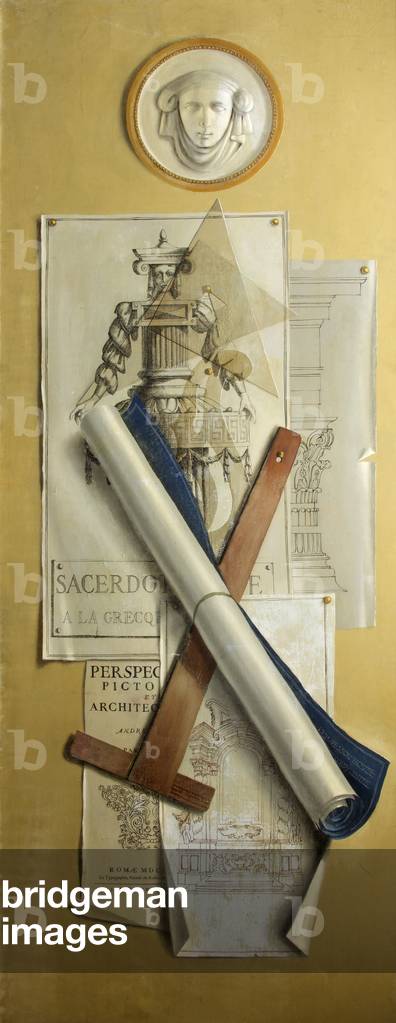 Trompe l'oeil (Architecture) (oil on canvas laid down on panel)