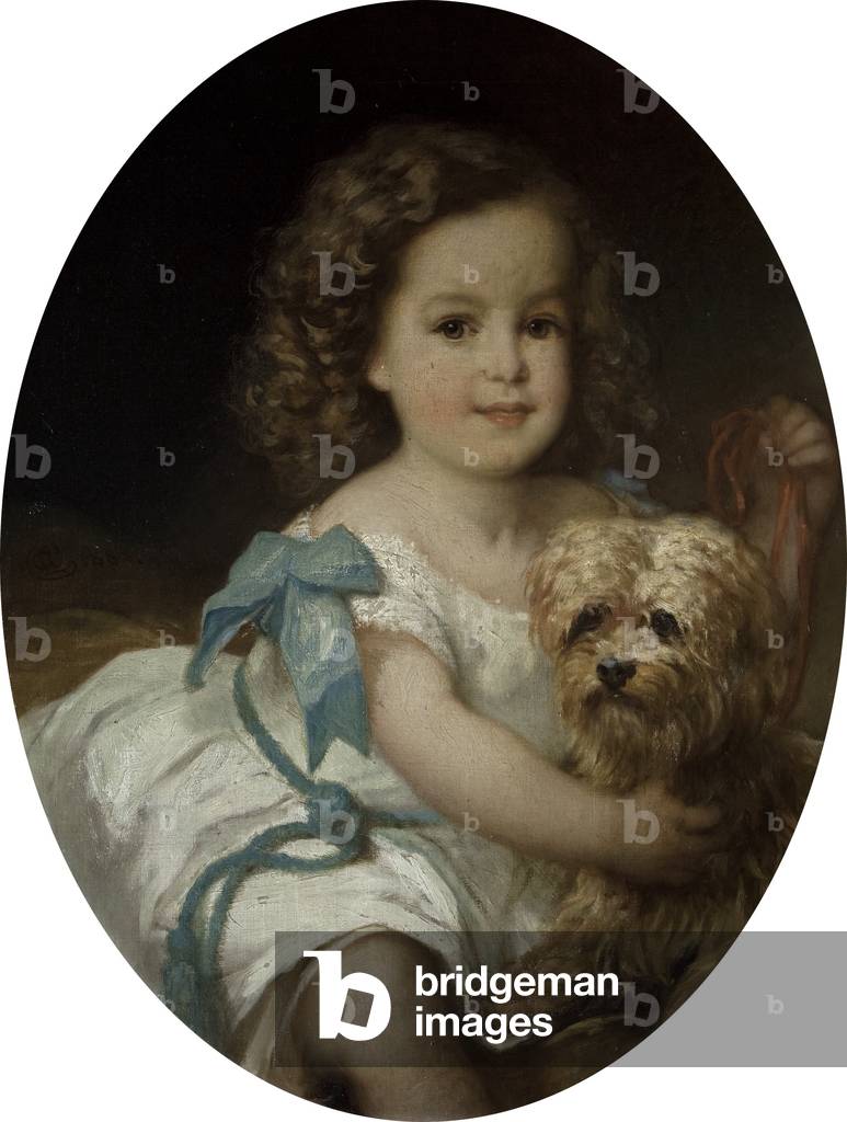 A Young Child with a Dog, possibly Lucy Vernon with 'Spot'