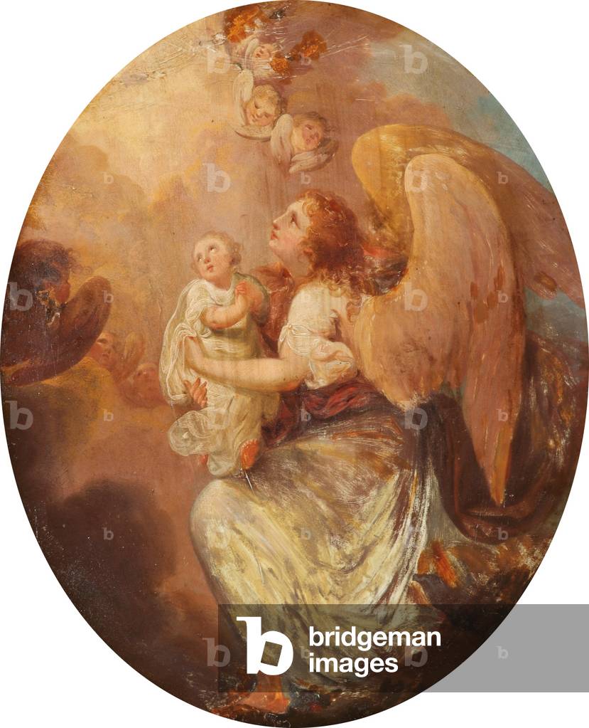 A Baby offered up to Heaven by its Guardian Angel