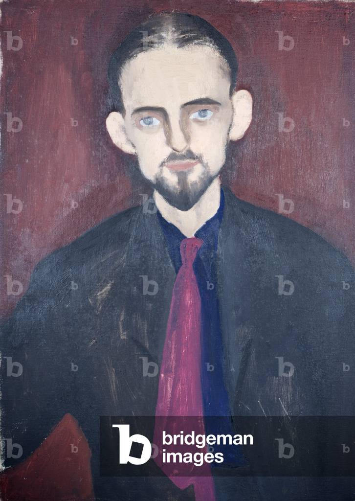 A Man Wearing a Purple Tie (oil on board)