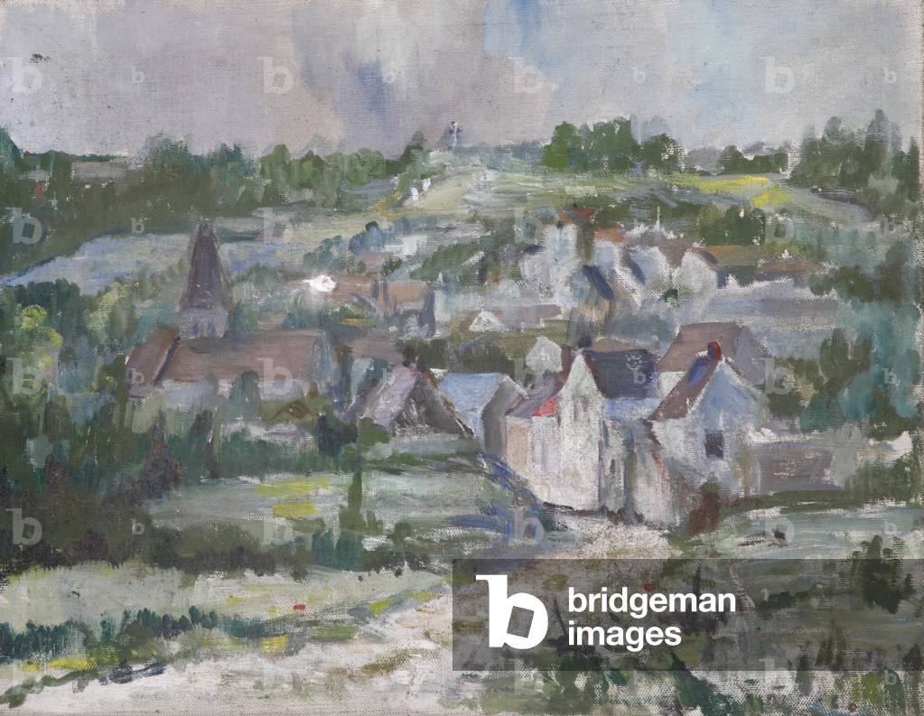 View of a Village in France (oil on canvas)
