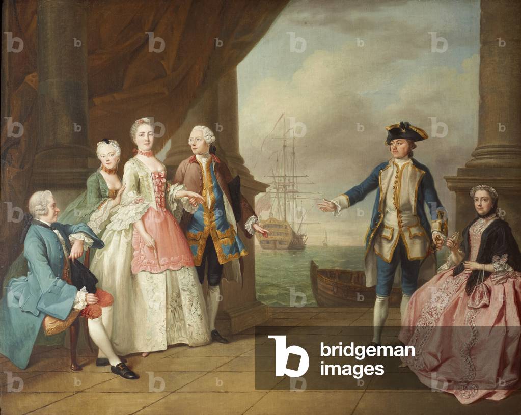 The Hon. Mrs Constantine Phipps (1722-1780) being led to greet her Brother, Captain the Hon. Augustus Hervey, later 3rd Earl of Bristol (1724-1779)
