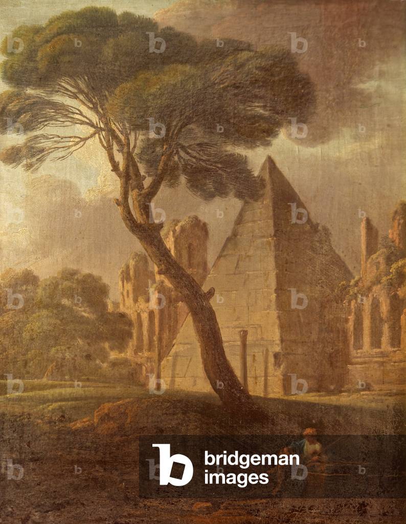 The Pyramid of Cestius with a Figure resting by a Stout Pine