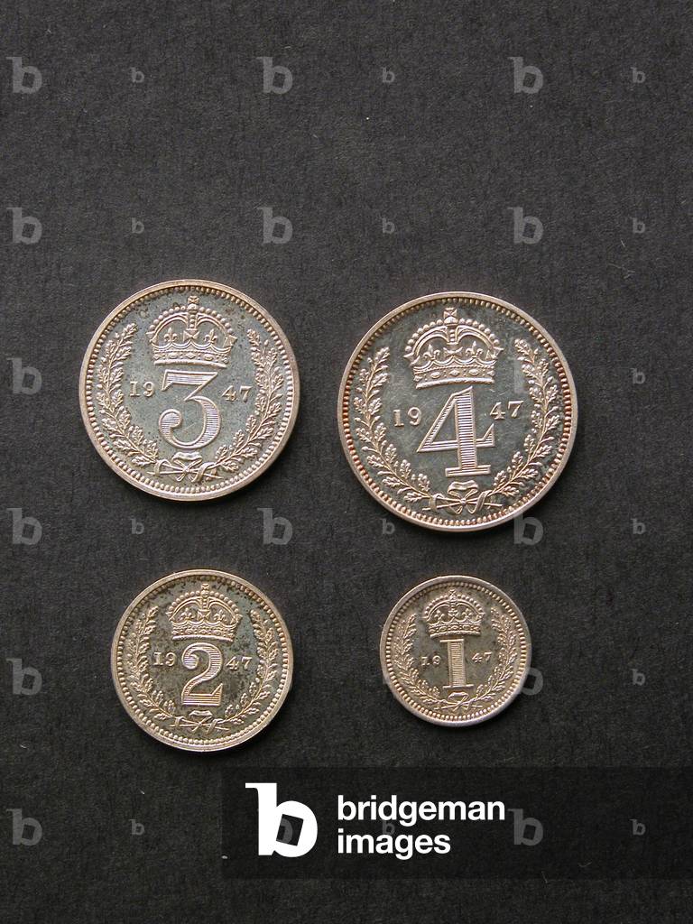 Set of Maundy coins, George VI, of 4p, 4p, 2p and 1p, 1947 (silver)