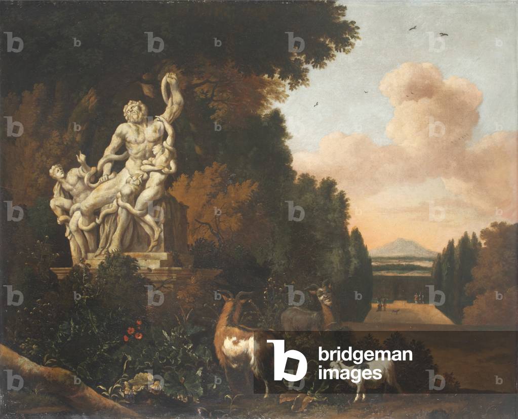 Landscape with Goats and a Statue of Laocoön