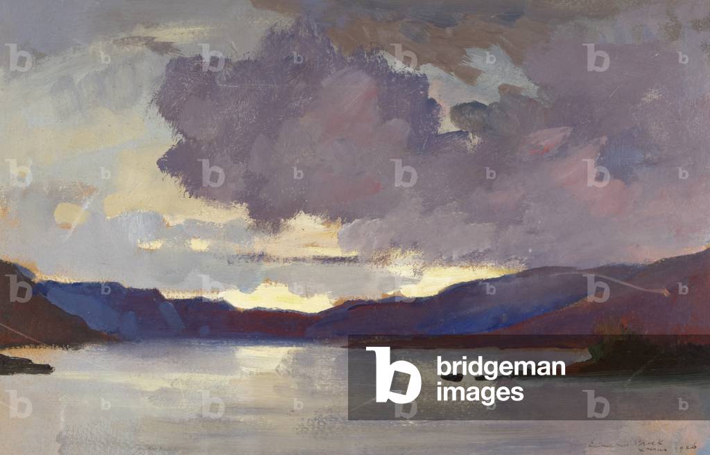 Sunset over Loch Choire, Sutherland, Scotland, 1926 (oil on canvas)