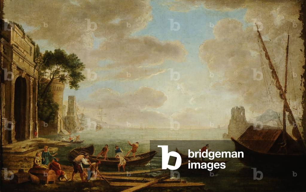 A Seaport (oil on canvas)