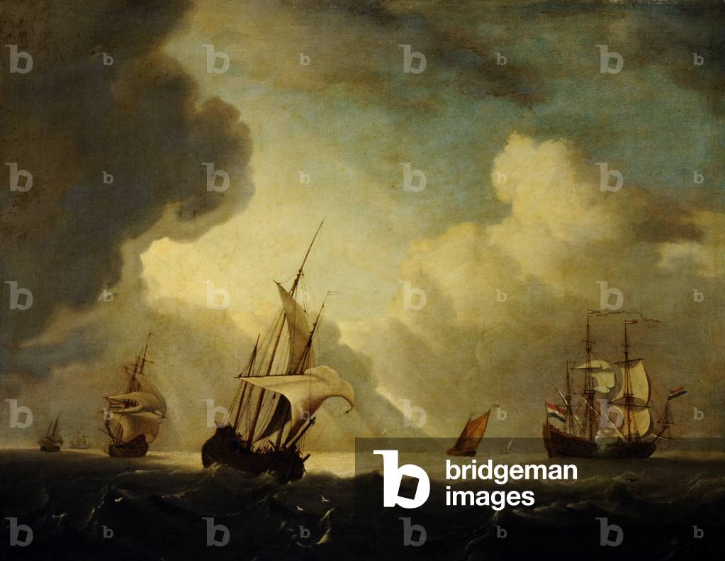 Shipping offshore in a Squall (oil on canvas)