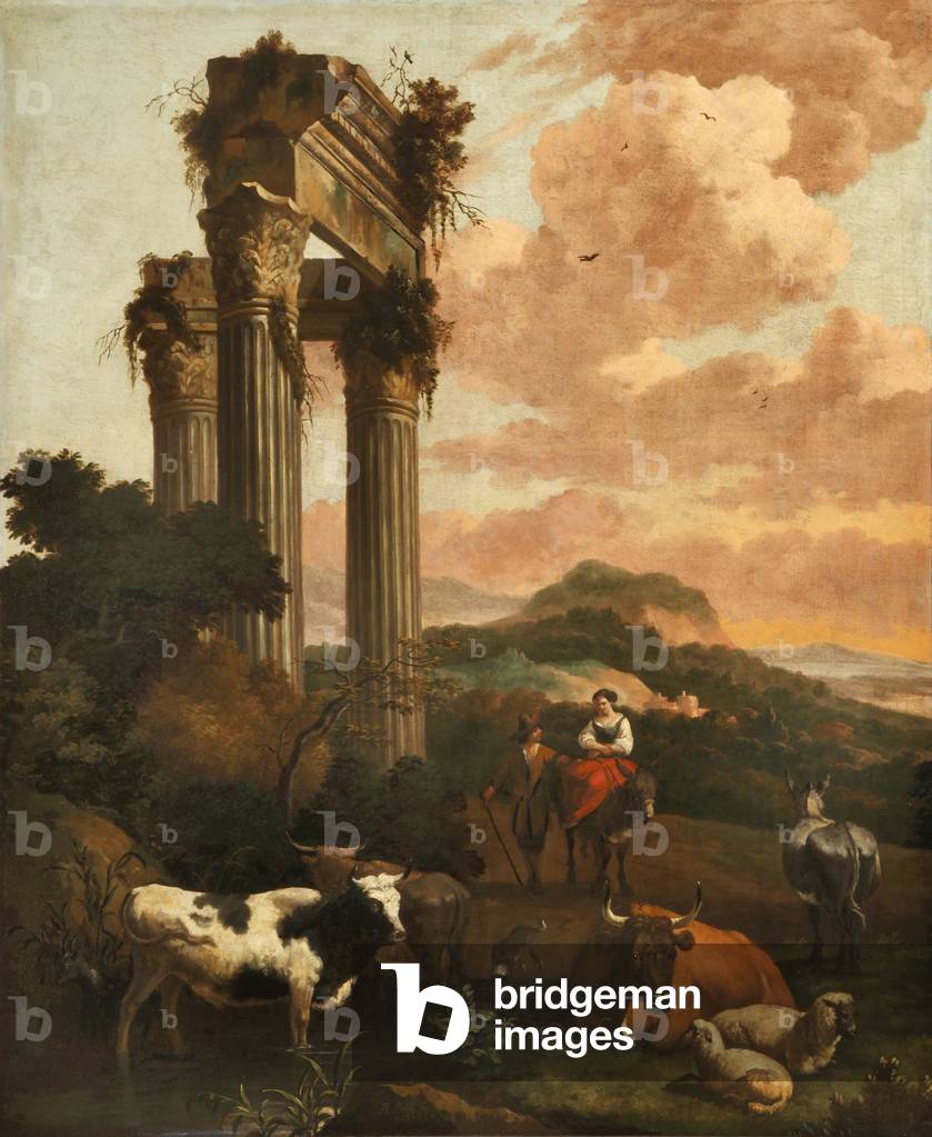 Landscape with Figures, Cattle and Sheep among Classical Ruins