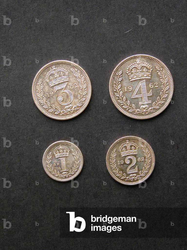 Set of Maundy coins, of 4p, 4p, 2p and 1p, 1962 (silver)