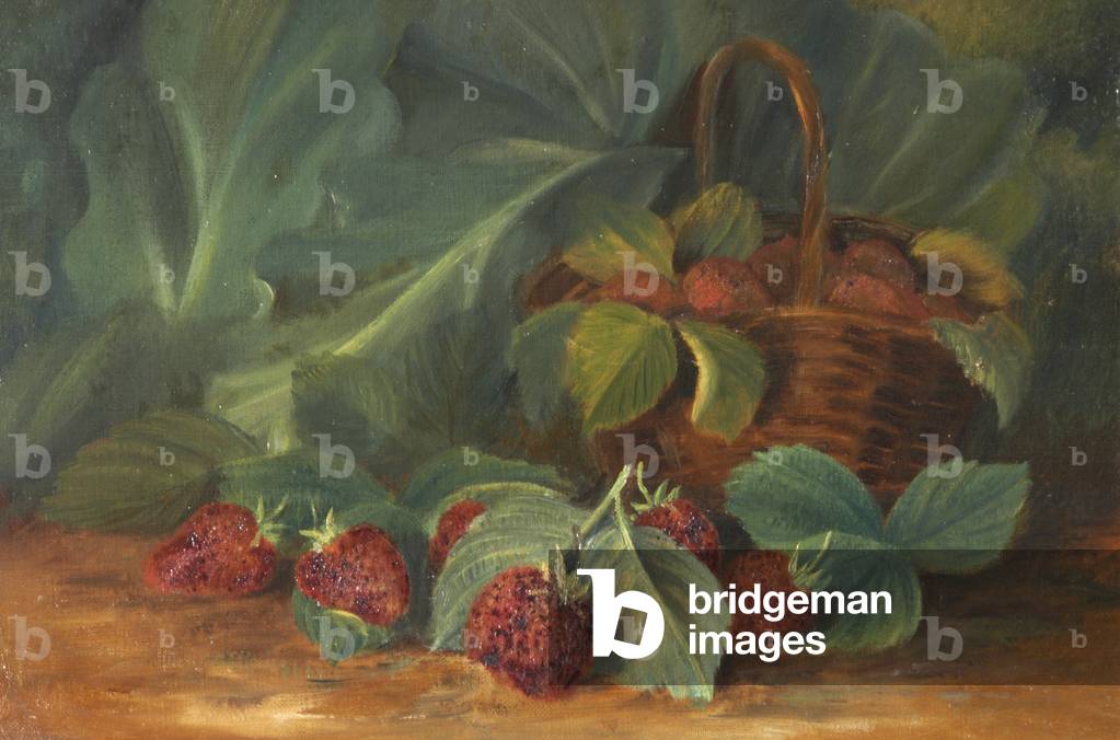 Still Life of a Basket of Strawberries (oil on canvas)