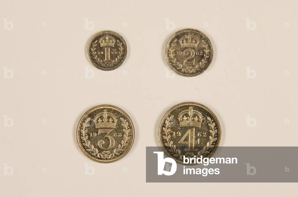 Four Maundy coins, 1962 (silver)