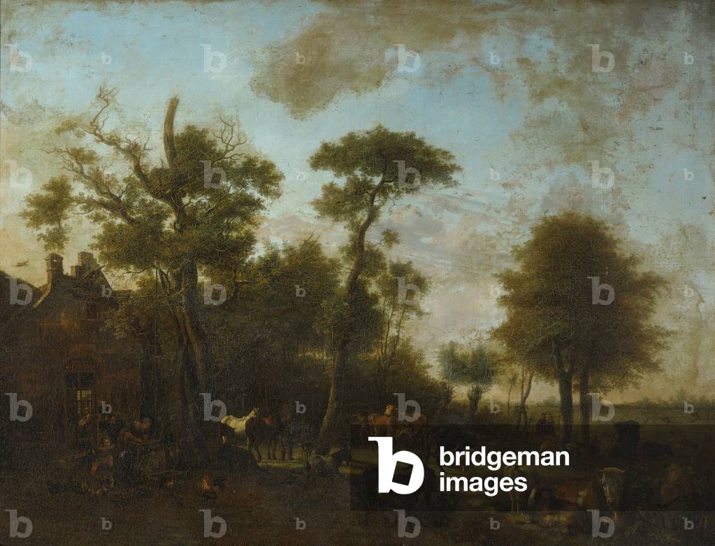 Horses, Sheep and Cattle before a Cottage