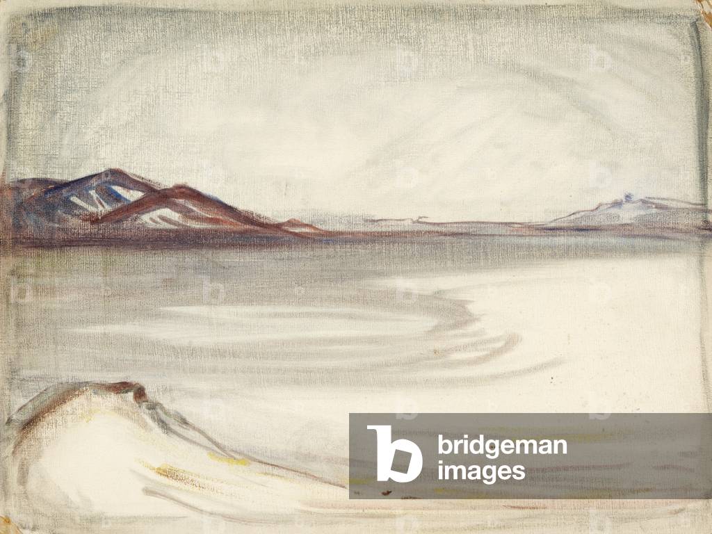 Sketch of a Lakeside Scene (oil on canvas board)