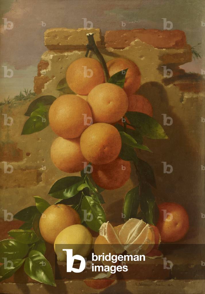 Still Life with Oranges in a Landscape