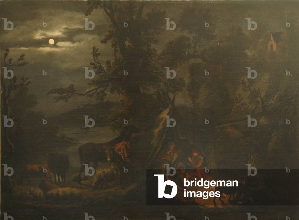 Night Scene with Figures grouped around a Fire