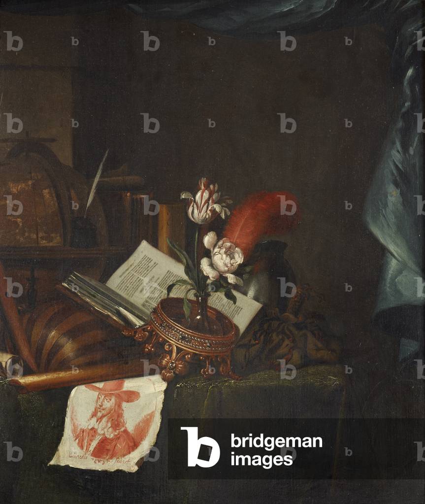 Still Life with a Print of King Charles I and an Upturned Crown