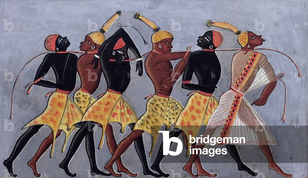 Negro Captives, Kopie eines Wandmalers aus der Großen Halle des Großen Tempels in Abu Simbel, Nubia (w/c auf P