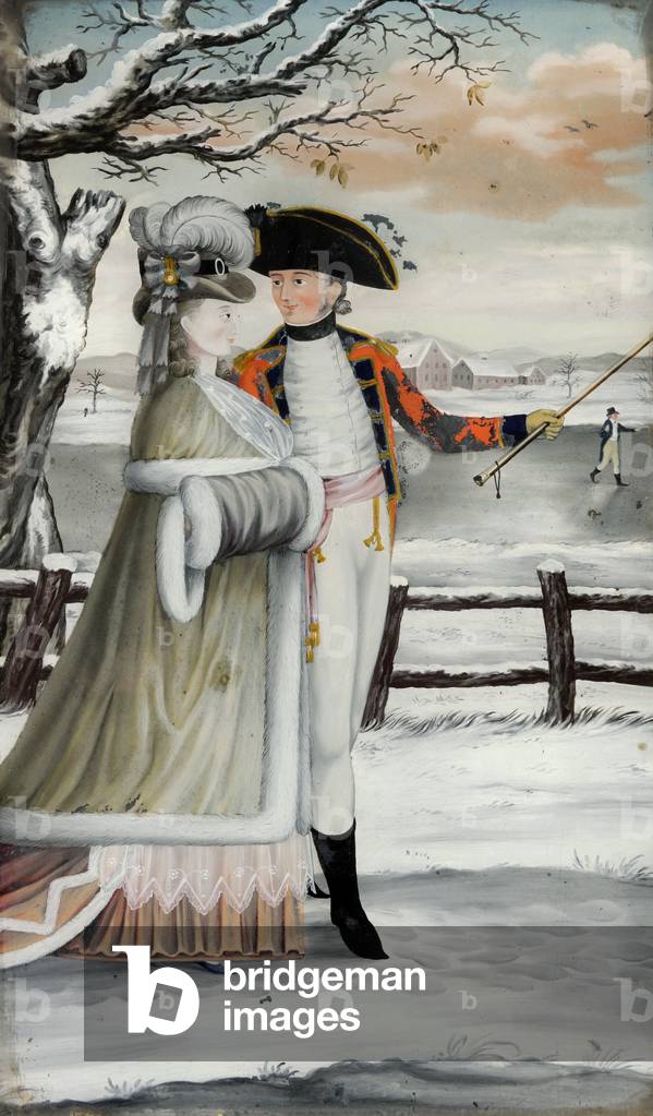 A Lady and an Officer in the Snow