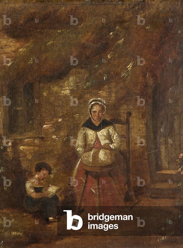 A  Lace-making Mother and Child