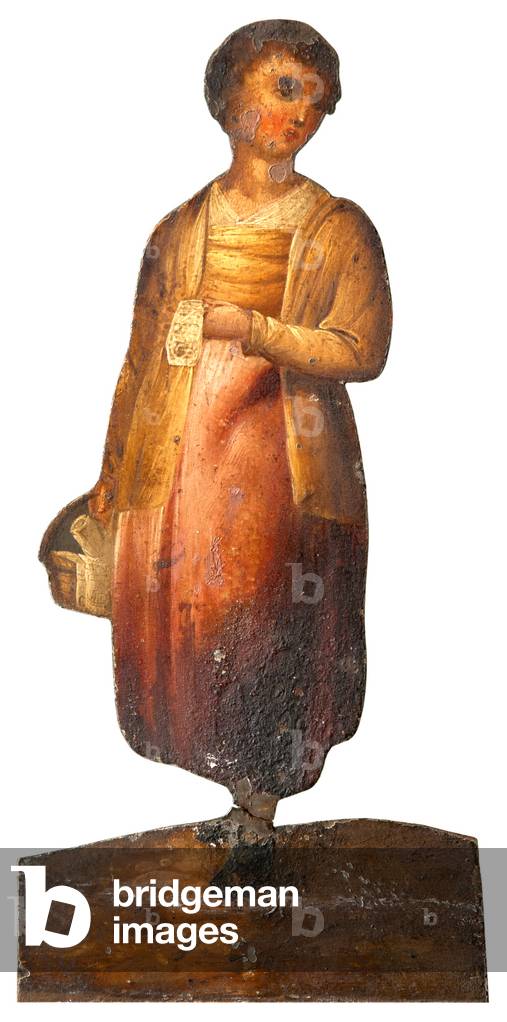 Girl holding a basket (dummy board) (oil on metal)