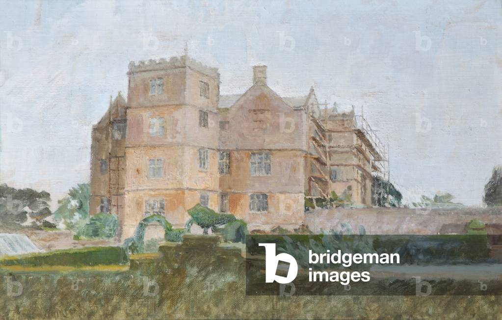 View of Chastleton House from the West, with Scaffolded Façade (oil on board)