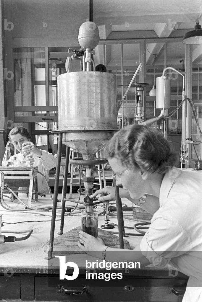 A guided tour through a factory of fatty acid in Witten, Germany 1930s (b/w photo)