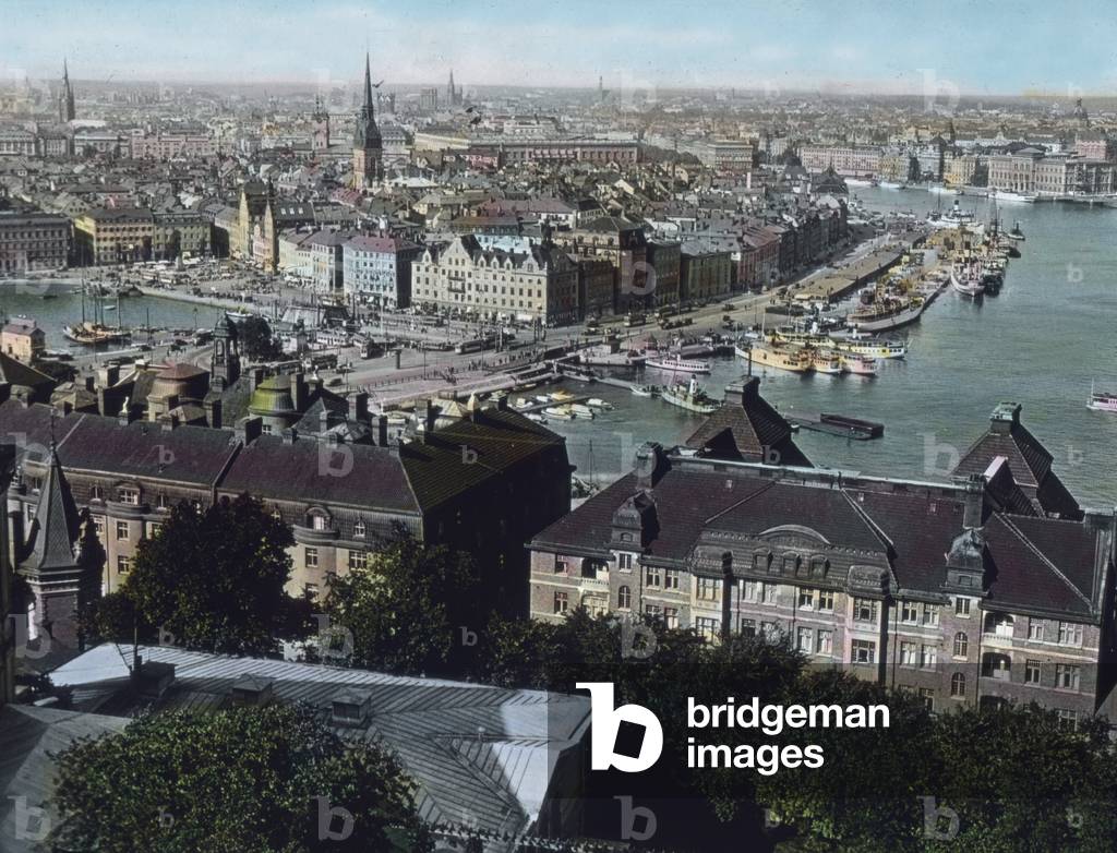 Panorama of Stockholm, the capital of Sweden. Image date: circa 1920. Carl Simon Archive