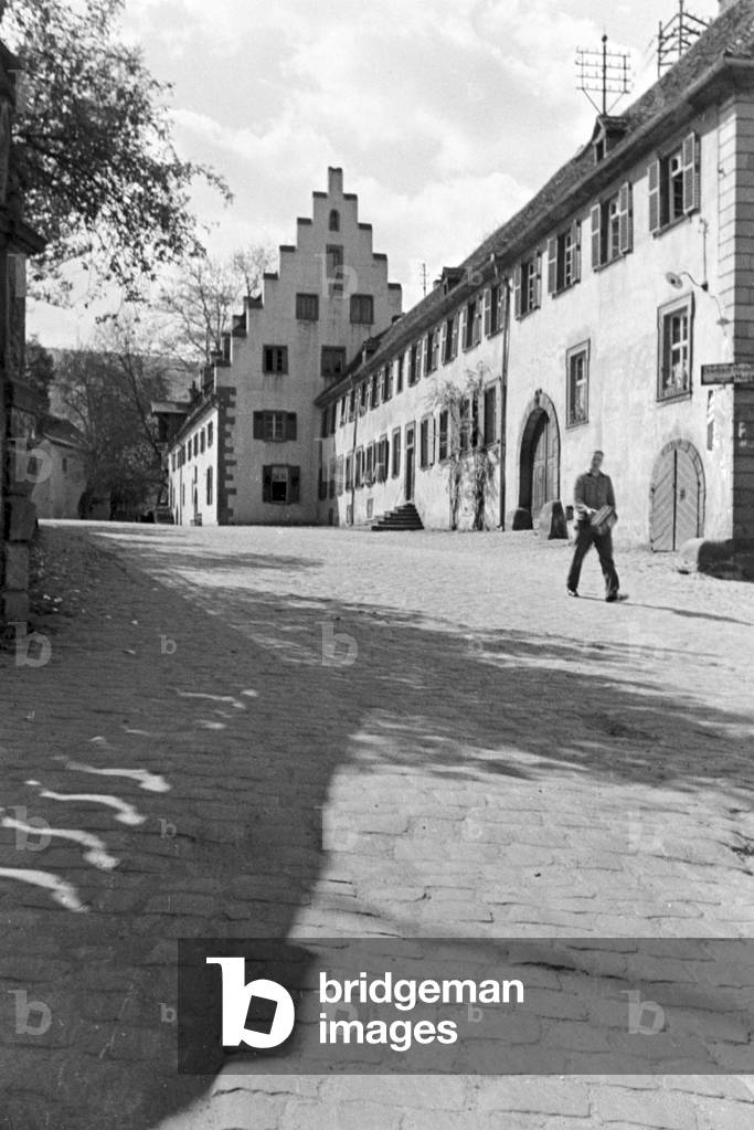 At Amorbach centre, Germany 1930s (b/w photo)
