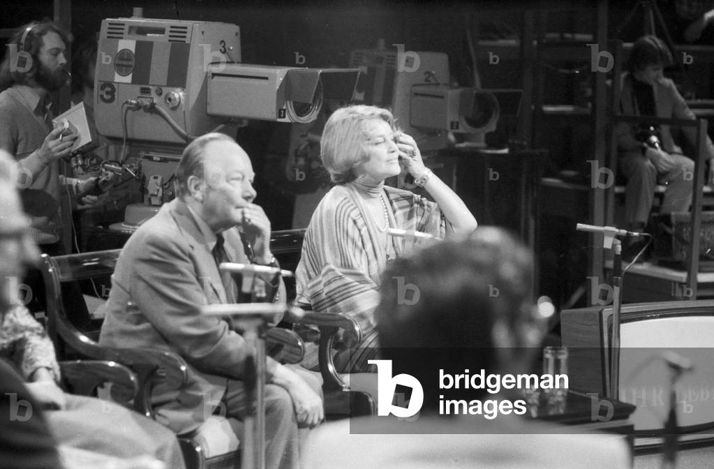 Actors Erik Ode and Maria Schell at a German TV show for their old friend Hermann Gmeiner, founder of the SOS children's villages, end 1970s