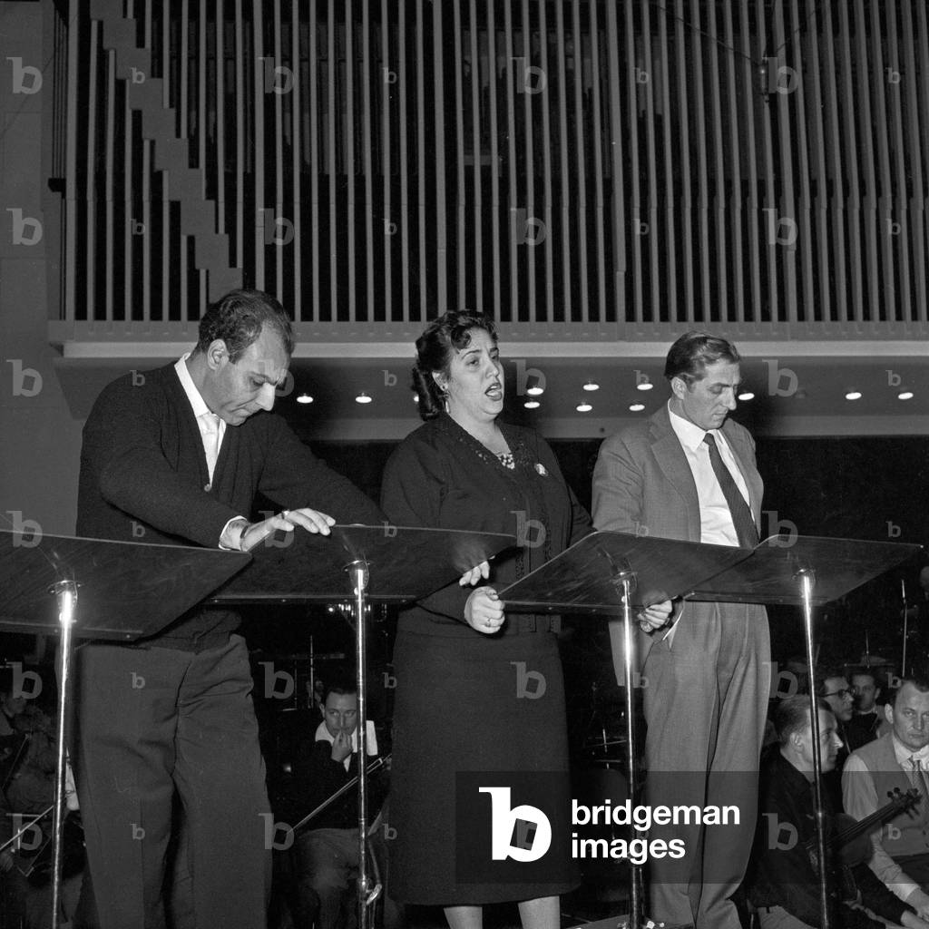 Soloists of a choir performing at Studio 10 of German TV and radio station NDR at Hamburg, Germany 1950s
