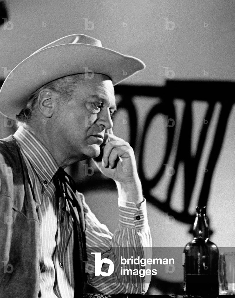 German actor Curd Juergens as a cowboy in a German TV portrait, Germany 1960s