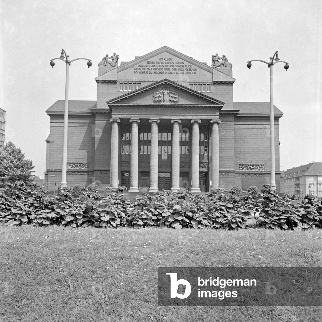 Theatre at Duisburg city centre, Germany 1930s (b/w photo)
