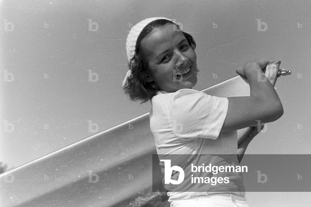 Vacation at the Baltic Sea, Germany 1930s (b/w photo)