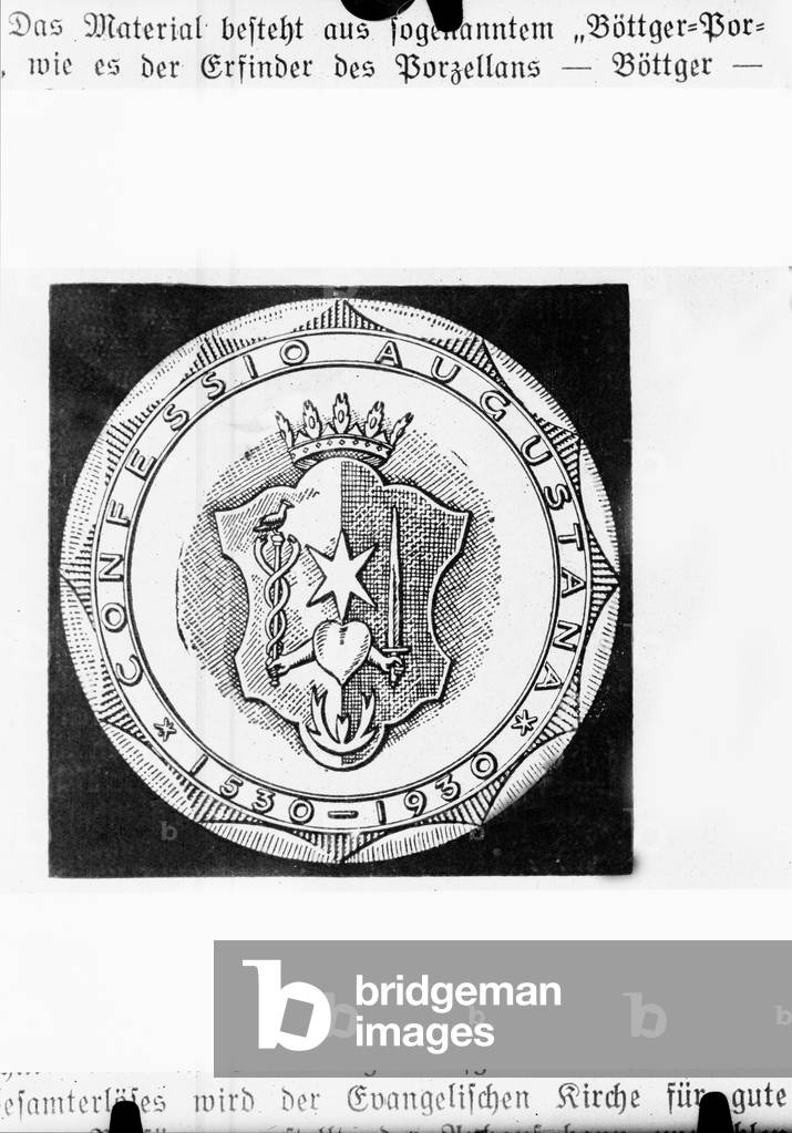 Porcellain badge to the 400th anniversary of the Confessio Augustana