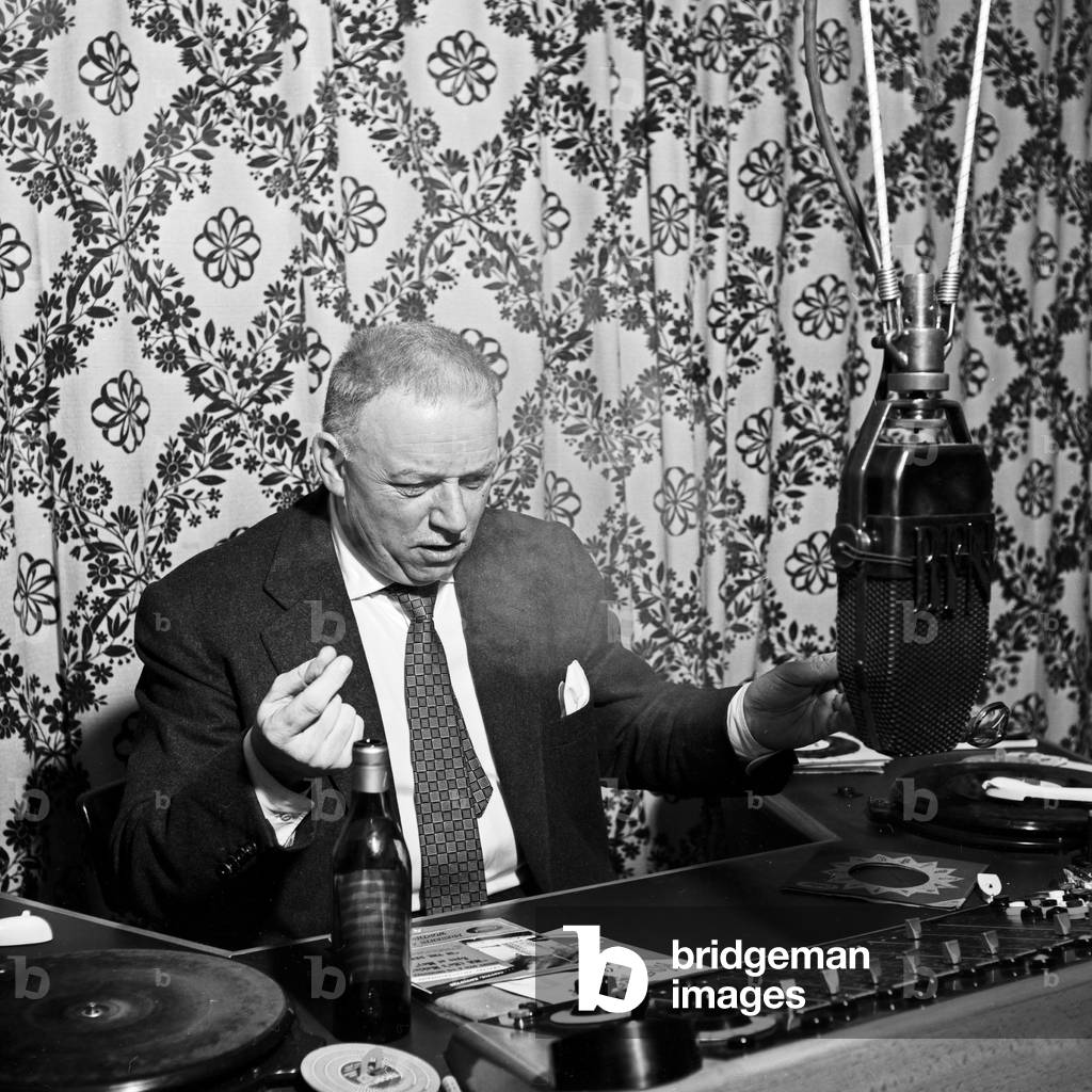 Radio speaker and presender of BFN at the studio in Hamburg, Germany 1950s