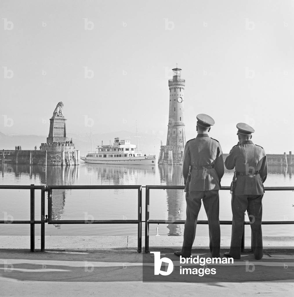 A trip to Lindau situated by the Lake Constance, Germany 1930s (b/w photo)